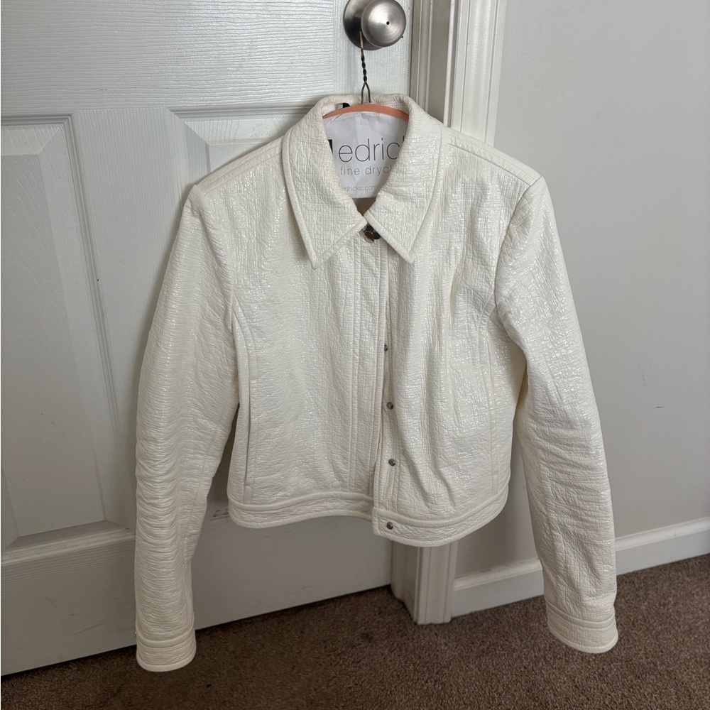 Tory Burch White Crinkle Leather Jacket